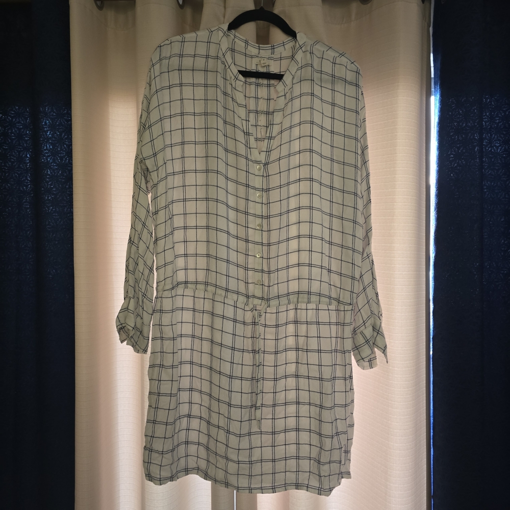 Soft Joie White and Blue Grid Tunic